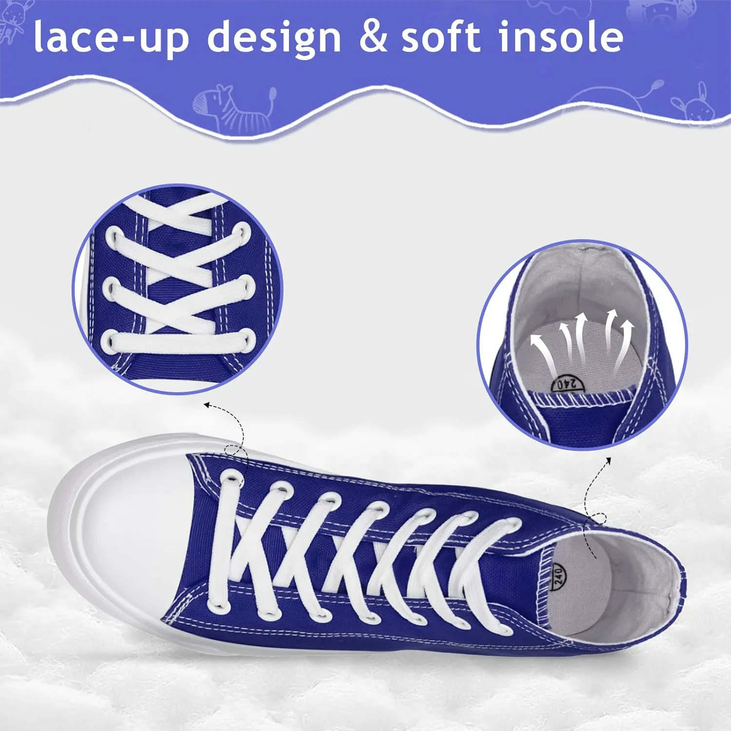 Toddler Sneakers for Girls Boys High Top Kids Lace Up Canvas Fashion Shoes Comfortable Classic Casual Running Walking Shoe