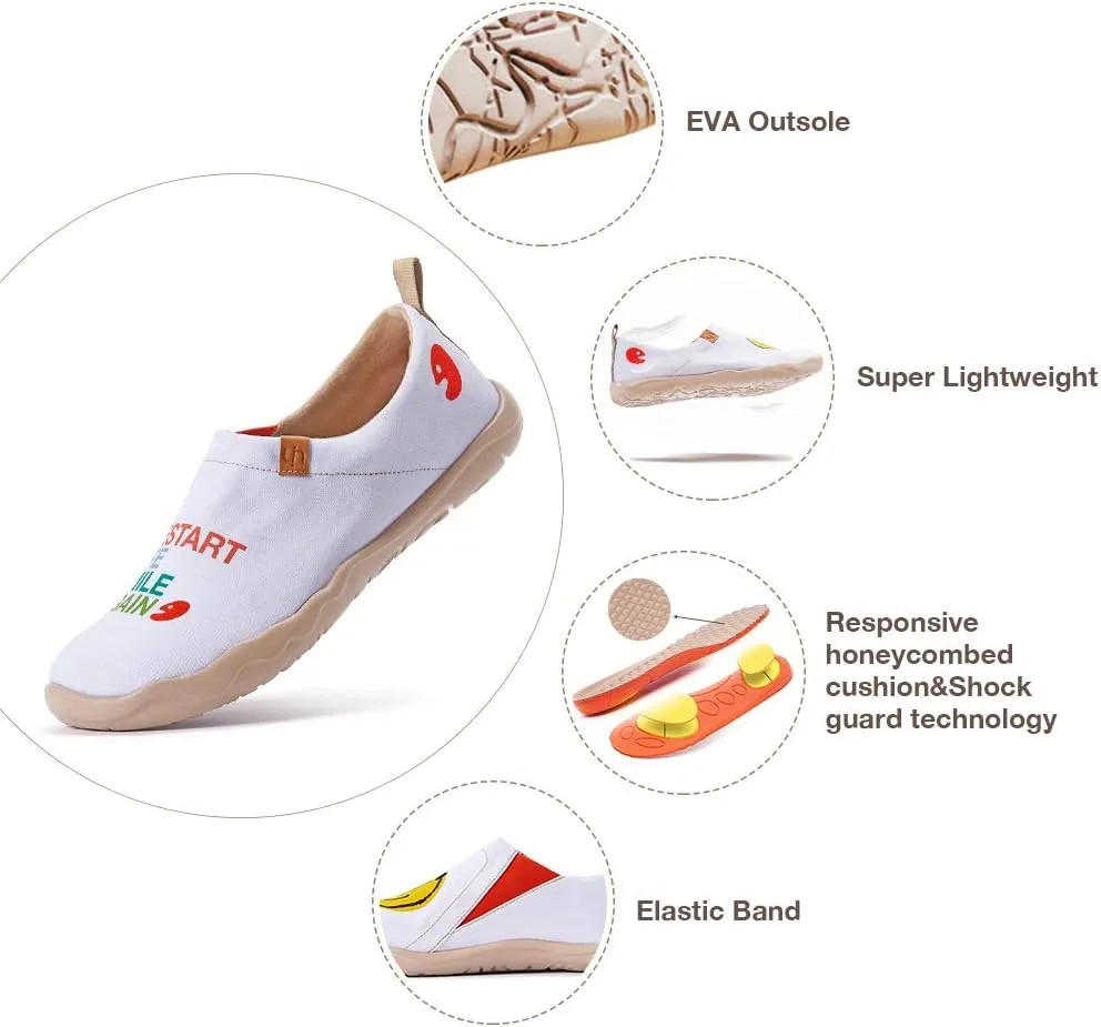 UIN Smiley Slip On Fashion Sneakers Cute Casual Fancy Art Painted Comfort Soft Shoes