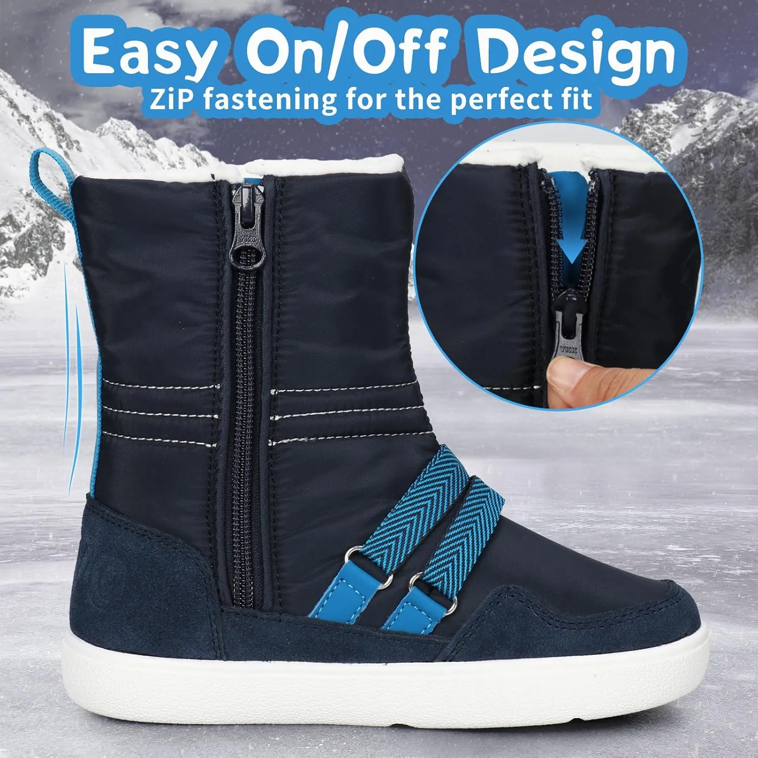 UOVO Kids Boys girls Snow Boots Warm Ankle Fur Lined Slip Resistant Waterproof Outdoor Winter Shoes(Little Kids/Big Kids)
