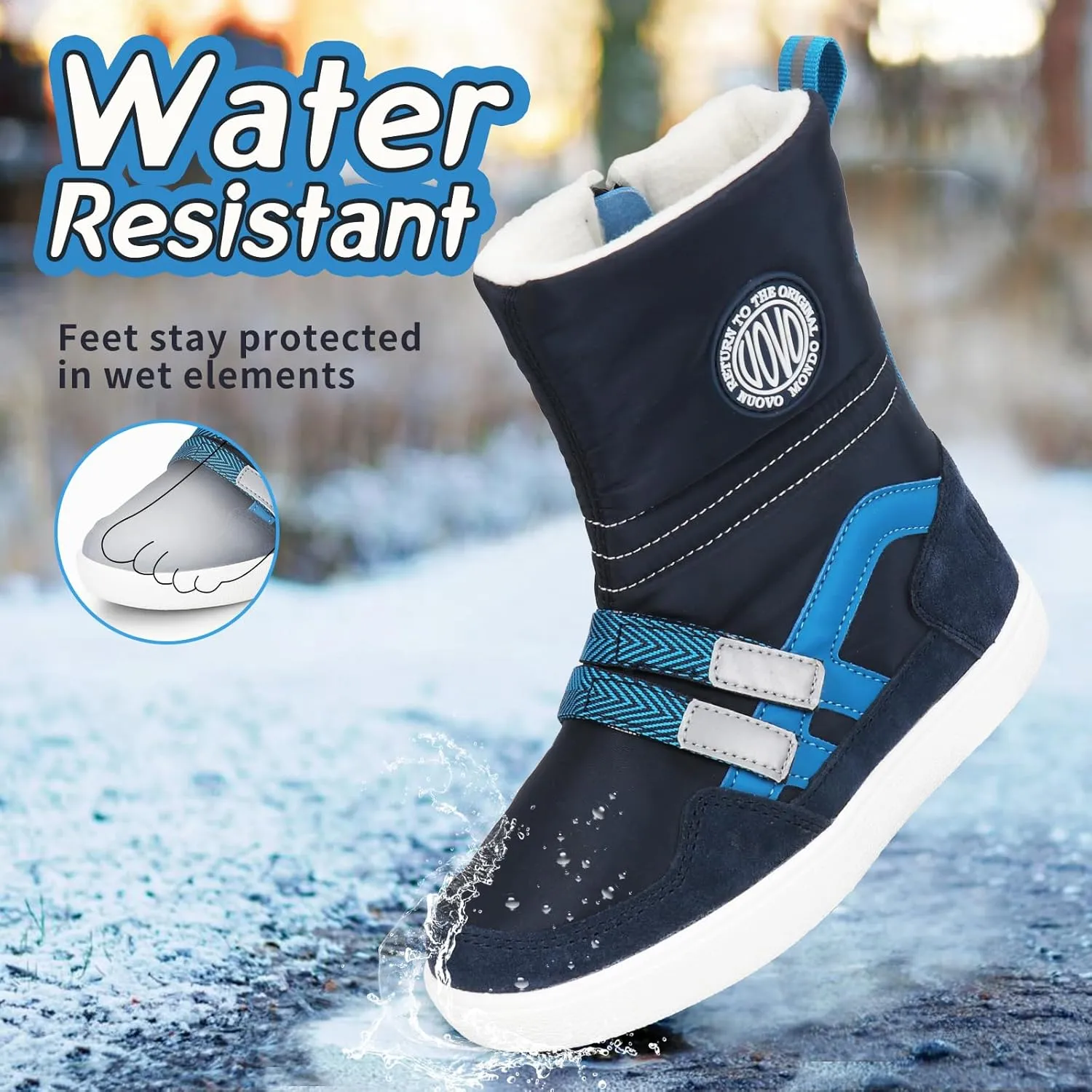 UOVO Kids Boys girls Snow Boots Warm Ankle Fur Lined Slip Resistant Waterproof Outdoor Winter Shoes(Little Kids/Big Kids)