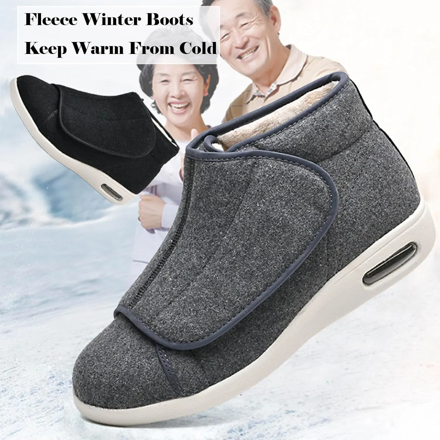 Winter Warm Fuzzy Memory Foam House Shoes Extra Wide Shoes Swollen Feet Diabetic Edema Boots Slippers Indoor Outdoor Sandals Unisex