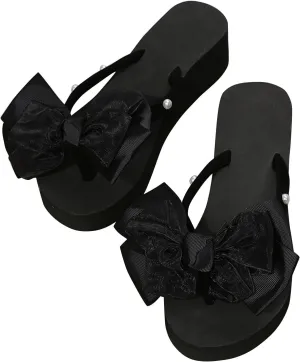 Women Flip-Flops Flat Sandals 2024 Fashion Jelly Bow Beach Flat Rivets Rain Cute Dressy Summer