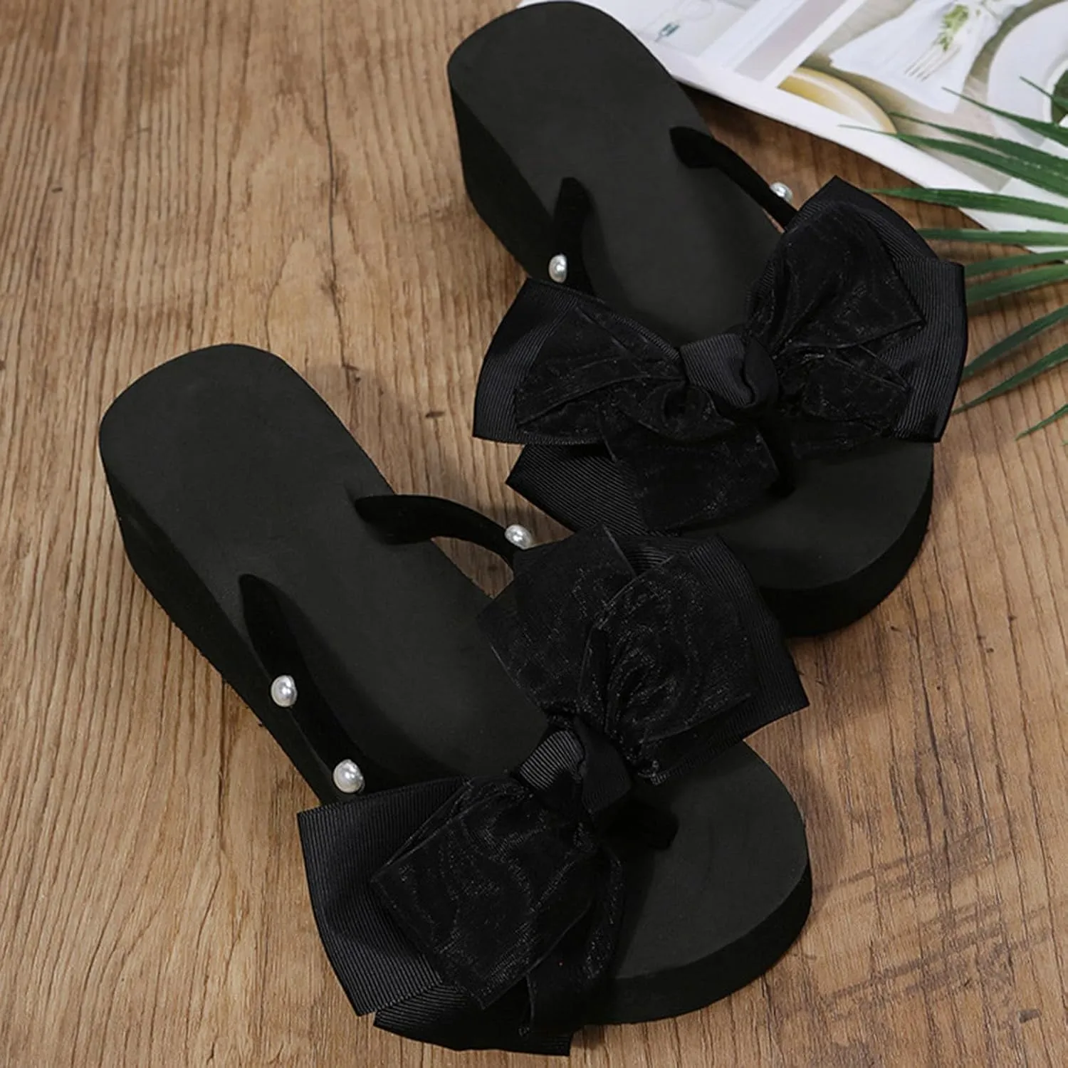 Women Flip-Flops Flat Sandals 2024 Fashion Jelly Bow Beach Flat Rivets Rain Cute Dressy Summer