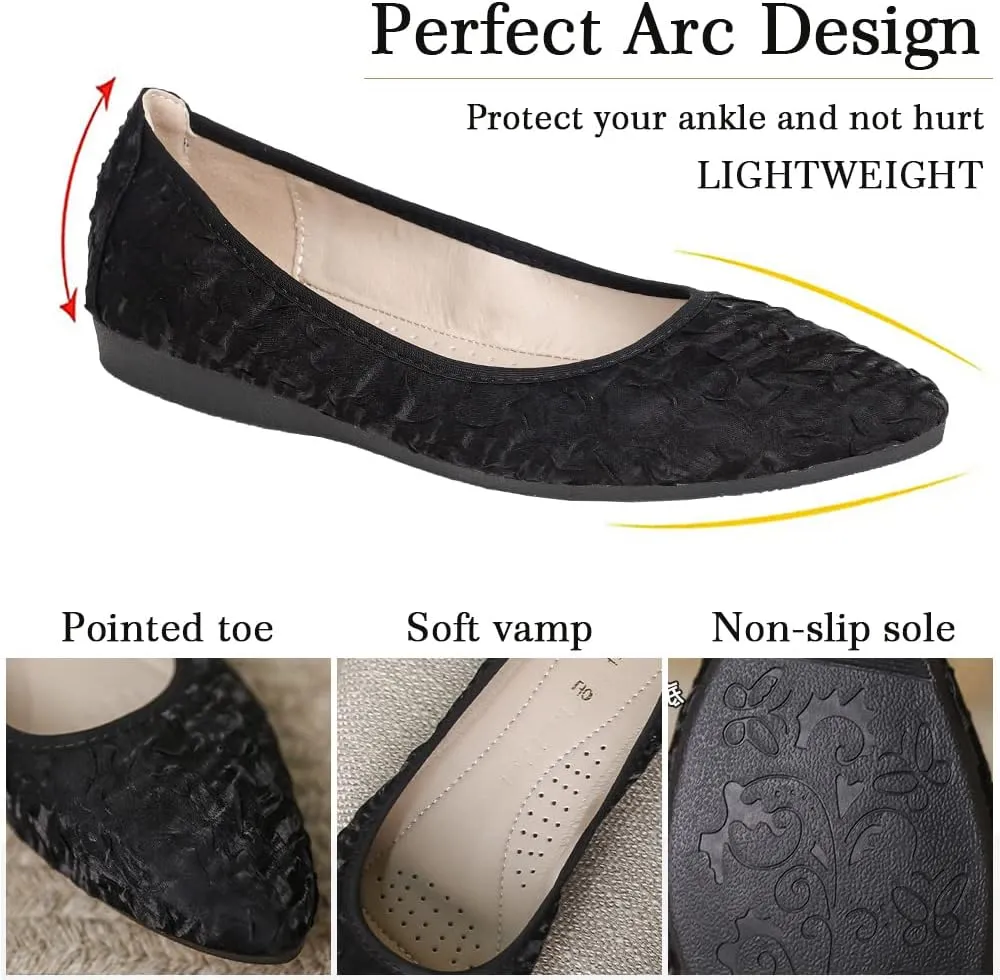 Women's Ballet Flats Foldable Casual Sparkly Rhinestone Wedding Comfort Slip on Walking Flat Shoes Ballerina Shoes