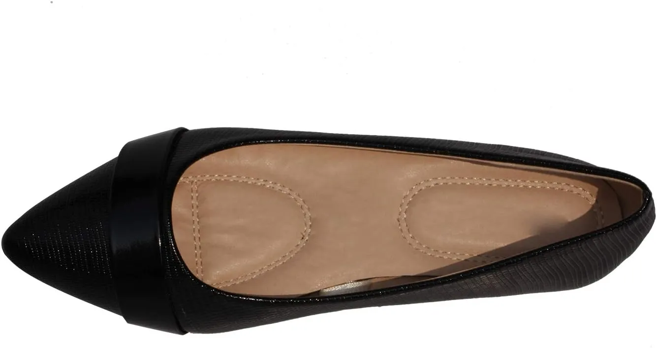 Women's Classic Pointy Toe Boat Slip on Ballet Flats Patent Leather