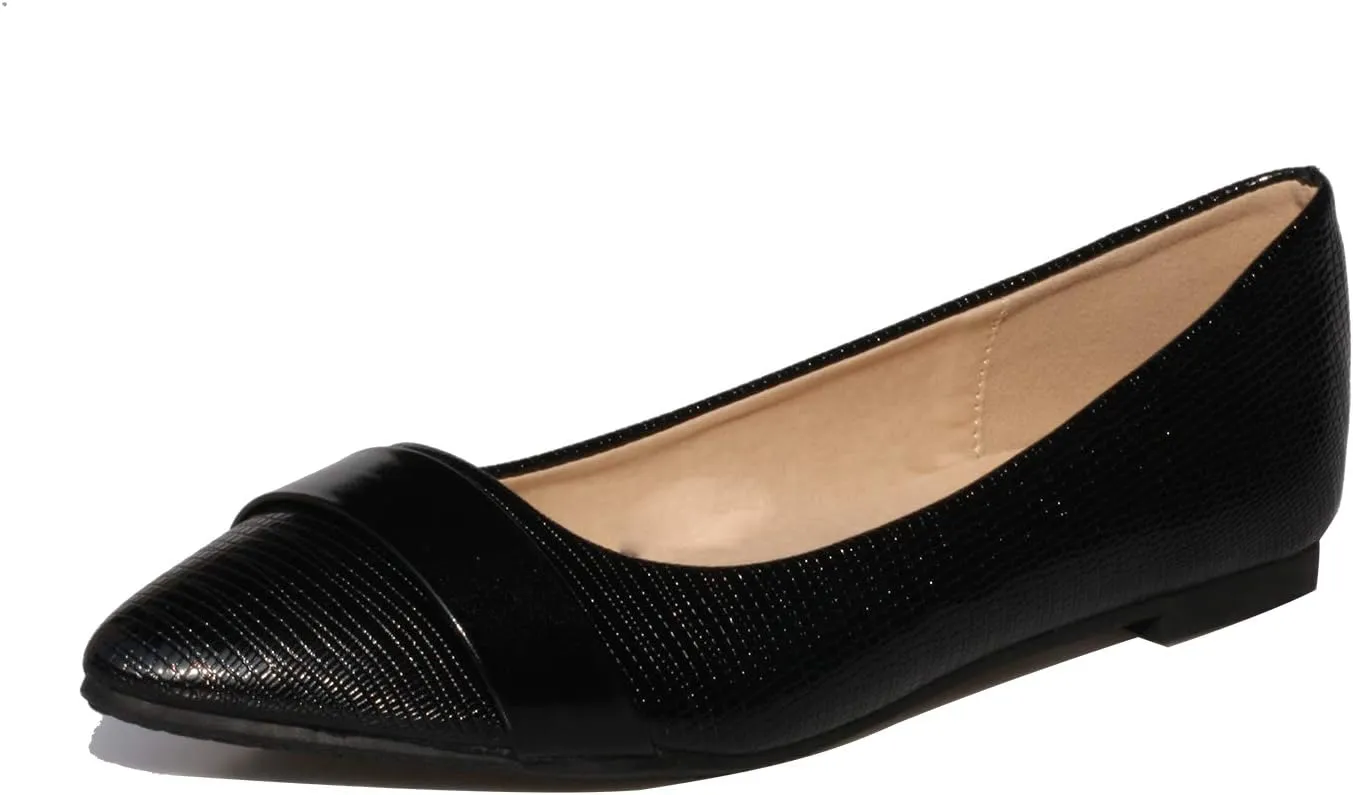 Women's Classic Pointy Toe Boat Slip on Ballet Flats Patent Leather