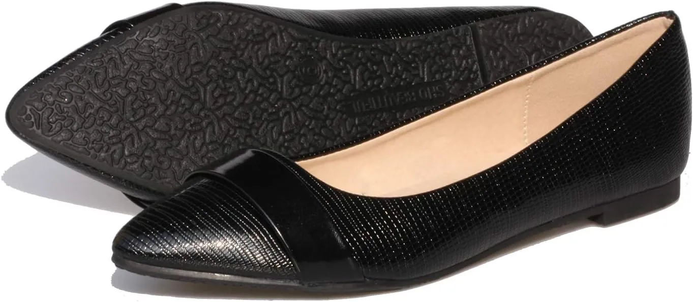 Women's Classic Pointy Toe Boat Slip on Ballet Flats Patent Leather