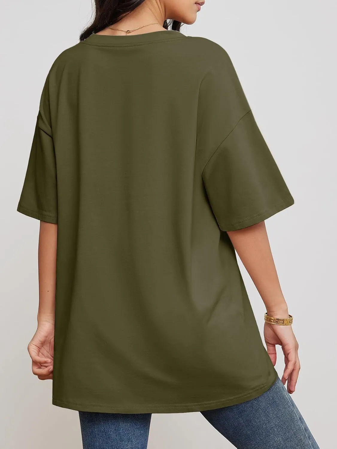 Womens Fashion Workout T Shirts Athletic Oversized Tops Summer Trendy Clothes Short Sleeve V Neck Tunic 2025