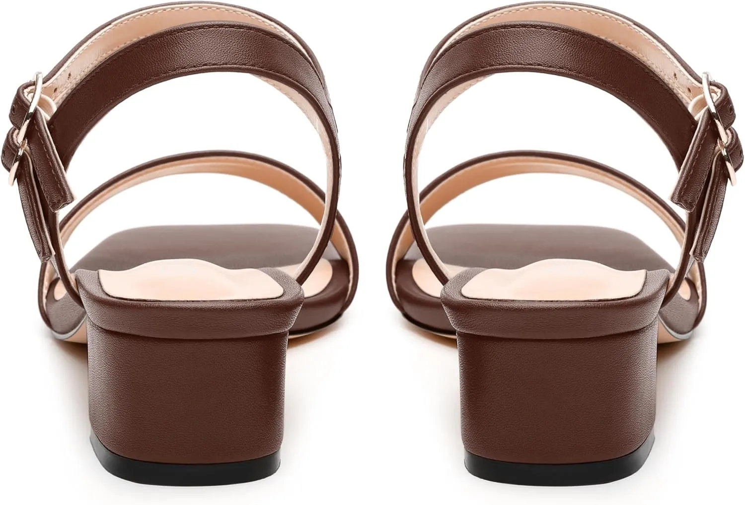 Women's Heeled Sandals, Open Square Toe Chunky Heels, Ankle Strap with Buckle Fashion Solid Color Casual Sandals for Daily Wear