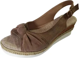 Women's New Large Size Suede Cord Bow Wedge Casual Sandals
