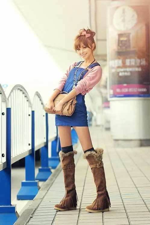 Women’s Over-the-Knee Faux Suede Tassel Boots, Warm Lined, Flat Sole Slip-On Winter Shoes
