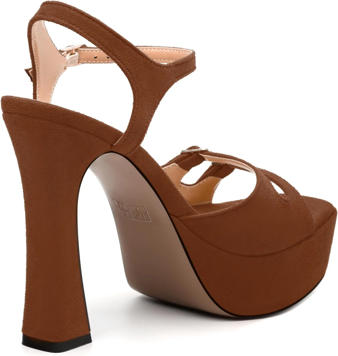 Womens Platform Sandals, Square Toe Adjustable Strap with Buckle, Fashion Daily Work, Date Nights, Parties Solid High Heels