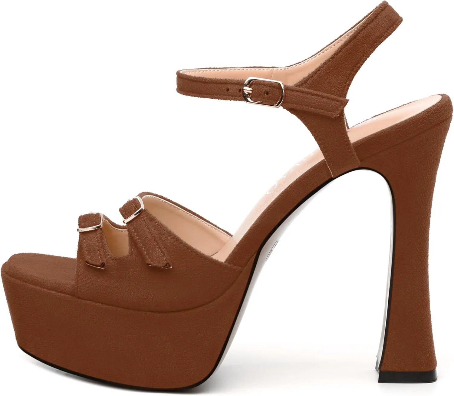 Womens Platform Sandals, Square Toe Adjustable Strap with Buckle, Fashion Daily Work, Date Nights, Parties Solid High Heels