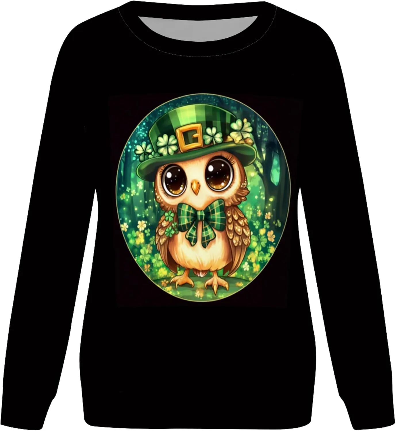 Womens St. Patricks Day Sweatshirt Funny Shamrock Graphic Crewneck Pullover Tops Casual Loose Long Sleeve Shirts