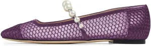 XYD Women Fashion Bead Strap Ballet Flats Square Toe Mary Jane Slip On Sandals Comfortable Walking Dress Shoes