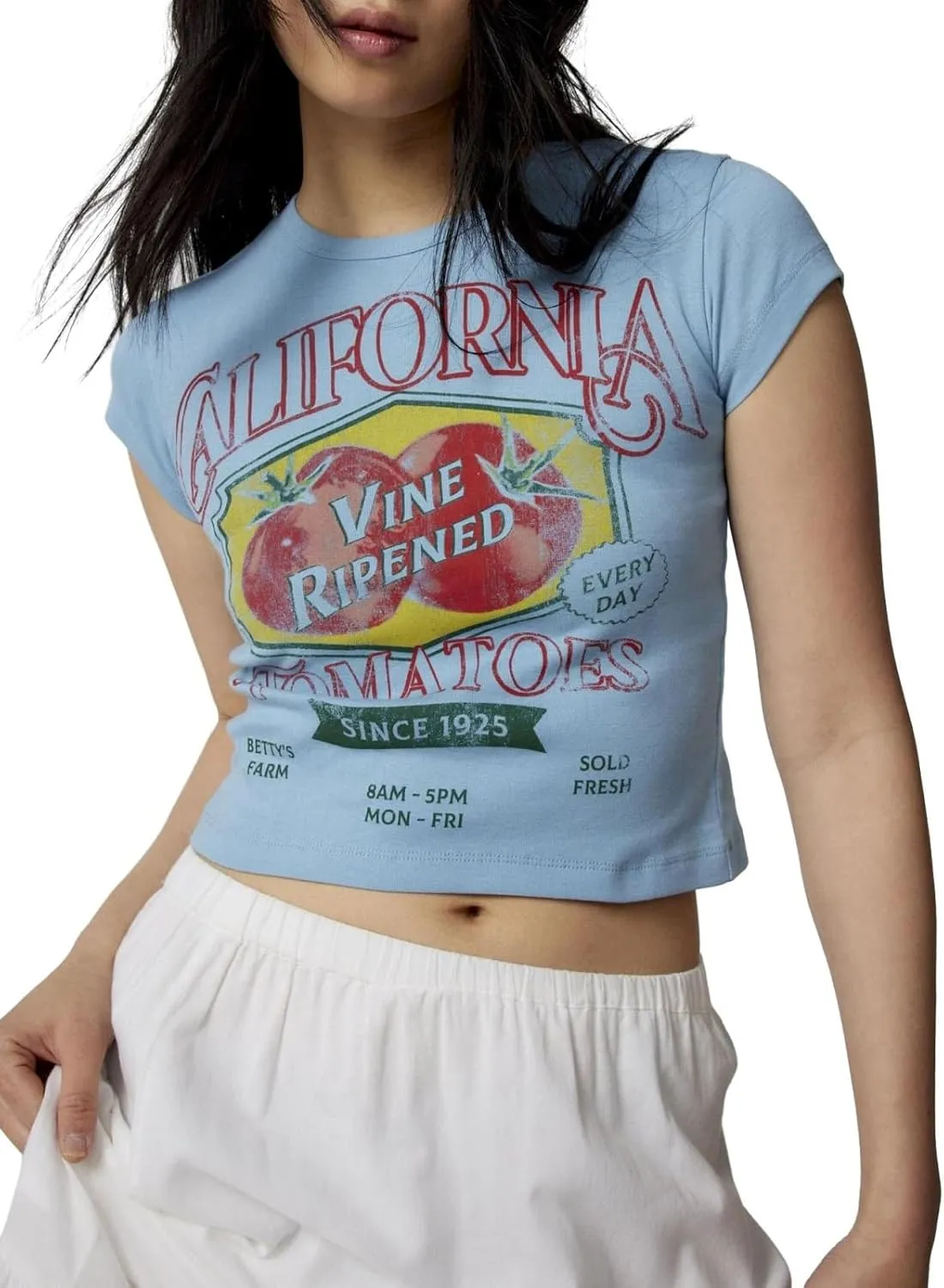 Y2k Baby Tees Women Short Sleeve Graphic Print Crop Tops E-Girls Vintage Aesthetic Tees Cute Summer Streetwear