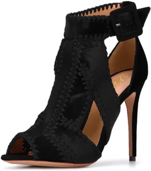 YDN Women Retro High Heel Sandals Ankle Straps Stilettos Pumps Peep Toe Work Shoes
