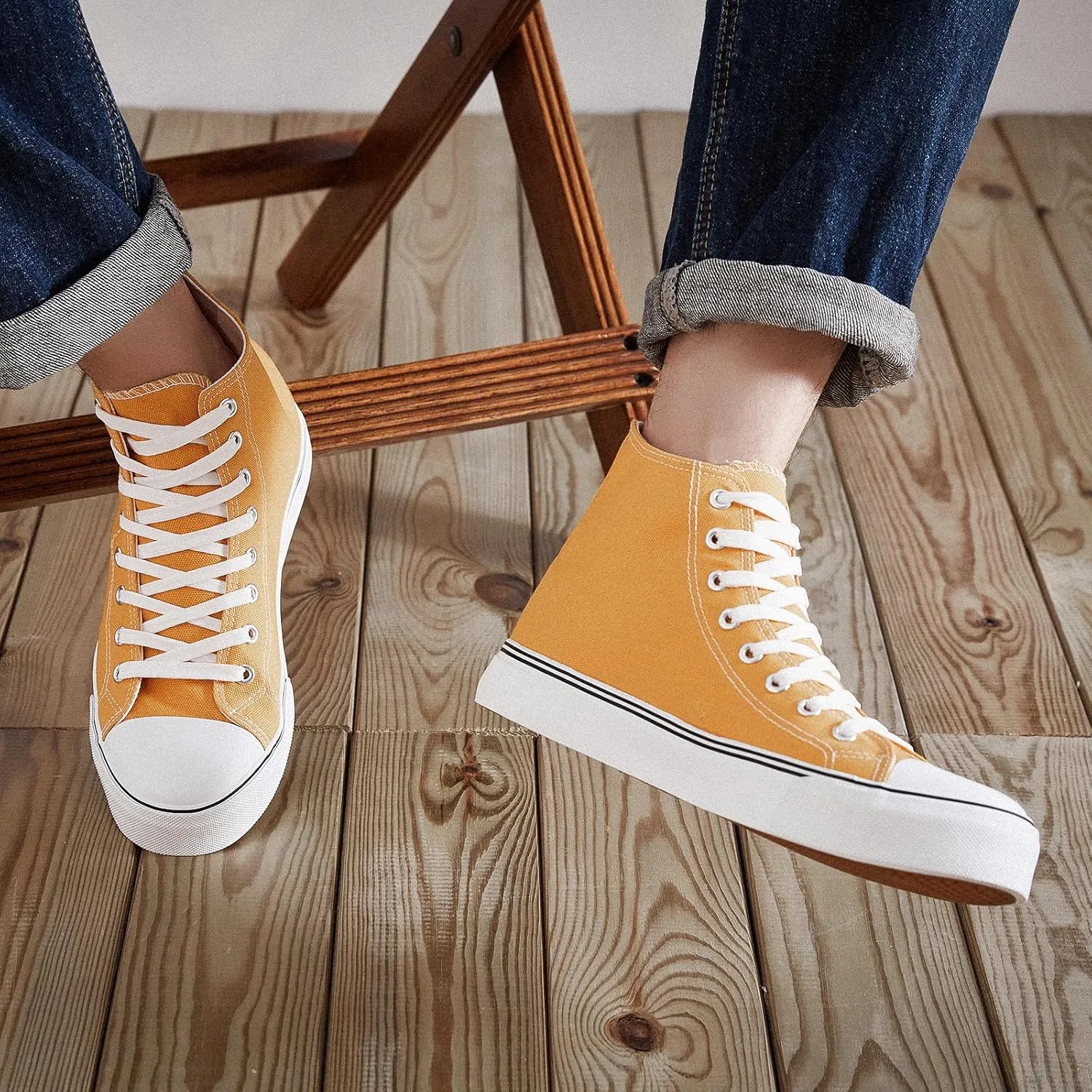 ZGR Men's High Top Canvas Sneakers Lace Up Classic Casual Walking Shoes
