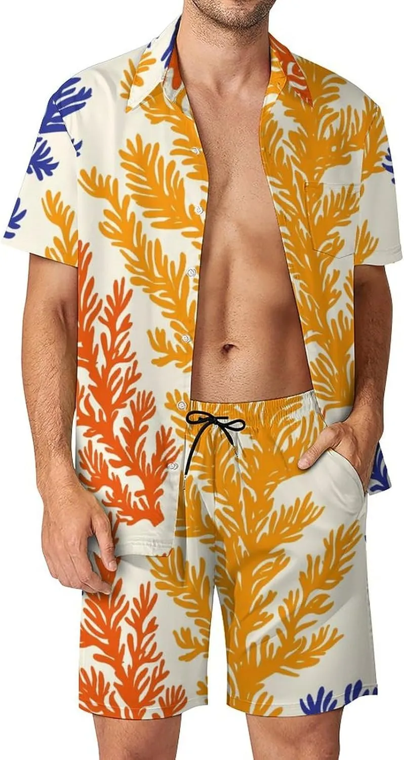ZHANGXM Tyrannosaurus-Rex Print Men's Button-Up Shirt Hawaiian Shirt Party Beach Shorts