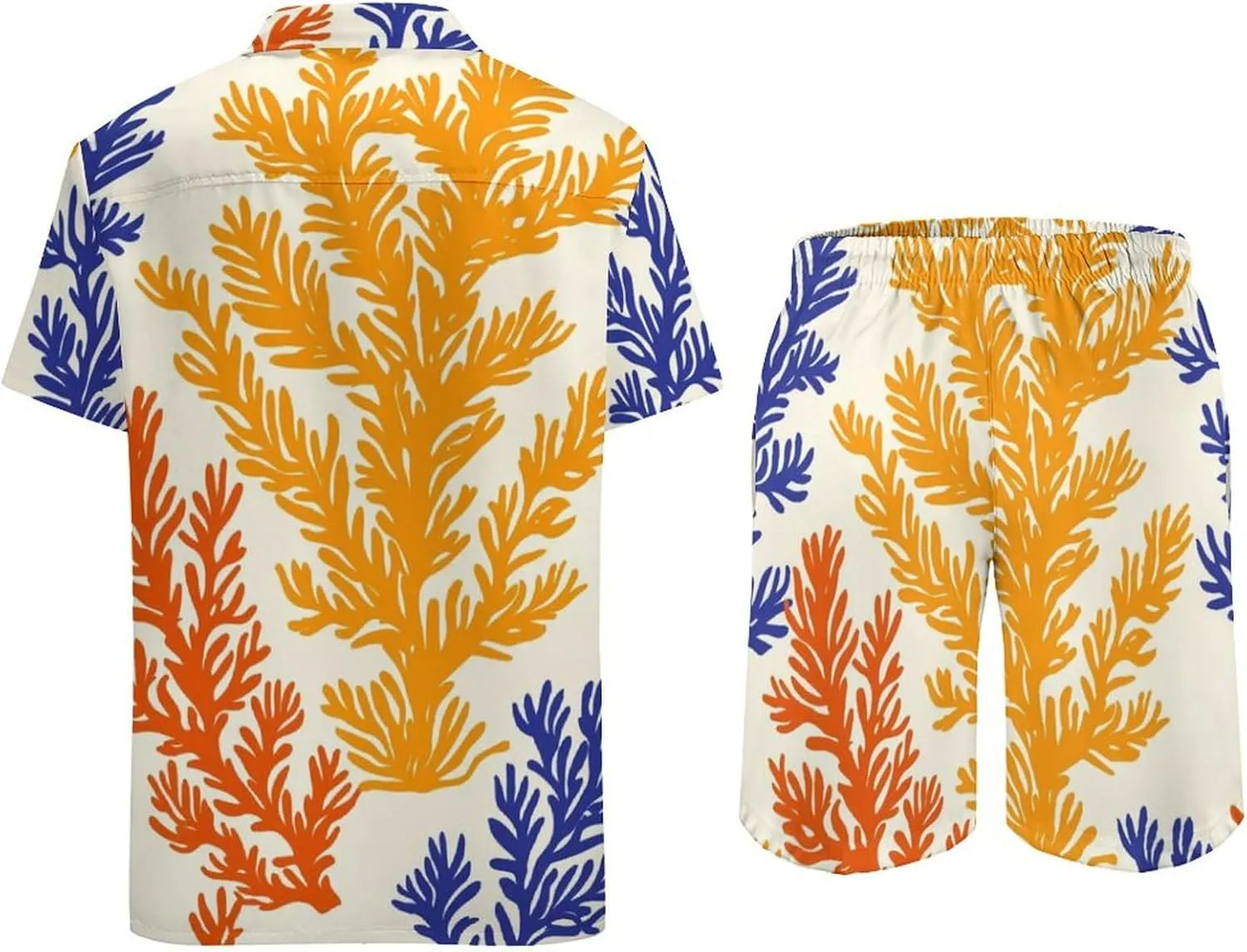 ZHANGXM Tyrannosaurus-Rex Print Men's Button-Up Shirt Hawaiian Shirt Party Beach Shorts